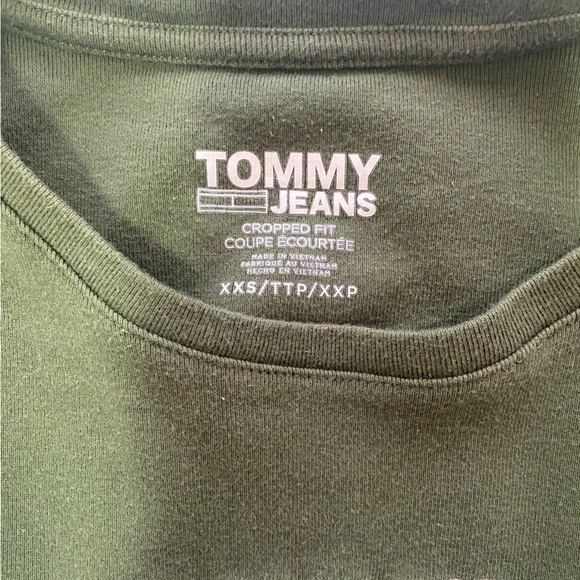 Olive Green Tommy Hilfiger Cropped Tee - Picture 3 of 5